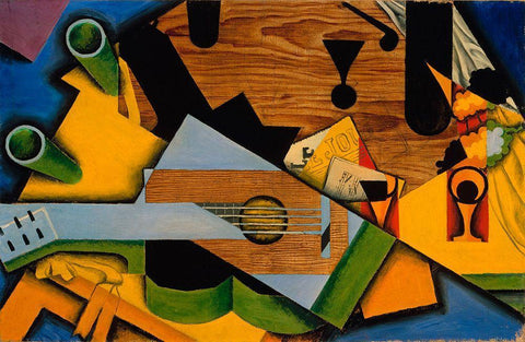 Juan Gris - Still Life With A Guitar White Modern Wood Framed Art Print with Double Matting by Vintage Apple Collection