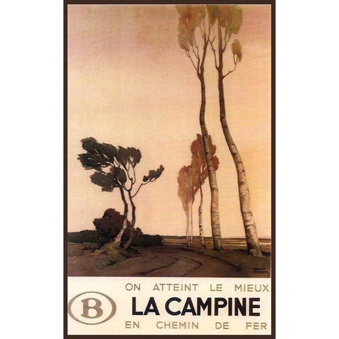 La Campine Black Modern Wood Framed Art Print with Double Matting by Vintage Apple Collection