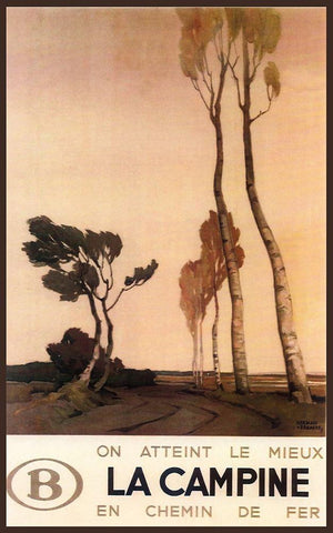 La Campine Black Ornate Wood Framed Art Print with Double Matting by Vintage Apple Collection