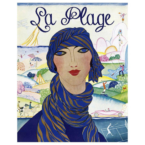 La Plage Fashion White Modern Wood Framed Art Print by Vintage Apple Collection