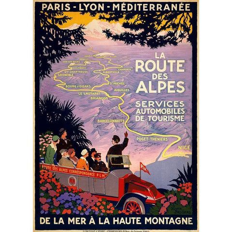 La Route Des Alpes White Modern Wood Framed Art Print by Vintage Apple Collection