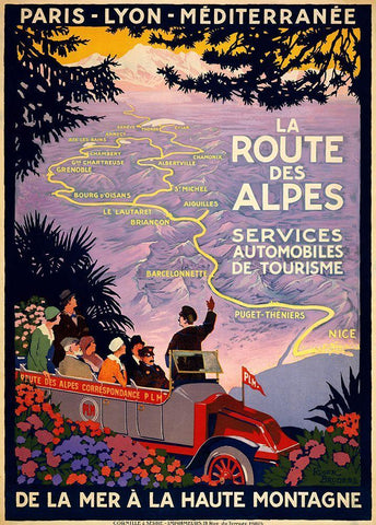 La Route Des Alpes White Modern Wood Framed Art Print with Double Matting by Vintage Apple Collection