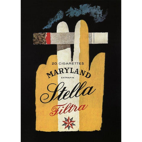 Maryland Stella Cigs White Modern Wood Framed Art Print by Vintage Apple Collection