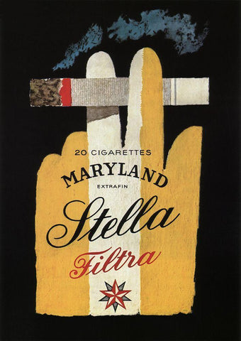 Maryland Stella Cigs White Modern Wood Framed Art Print with Double Matting by Vintage Apple Collection