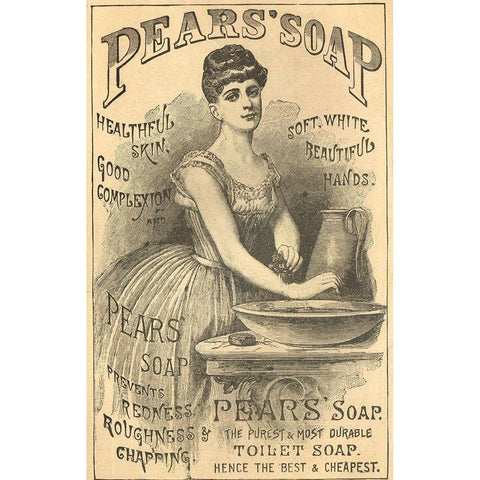 Pears Soap Washbowl Gold Ornate Wood Framed Art Print with Double Matting by Vintage Apple Collection