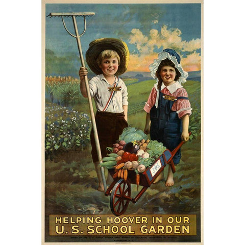 School Garden Black Modern Wood Framed Art Print with Double Matting by Vintage Apple Collection