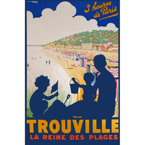 Trouville Black Modern Wood Framed Art Print with Double Matting by Vintage Apple Collection