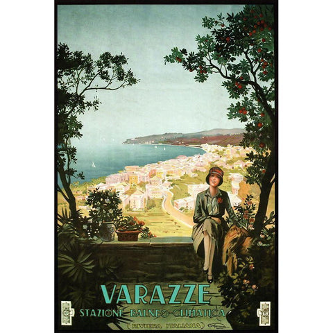 Varazze Italy White Modern Wood Framed Art Print by Vintage Apple Collection