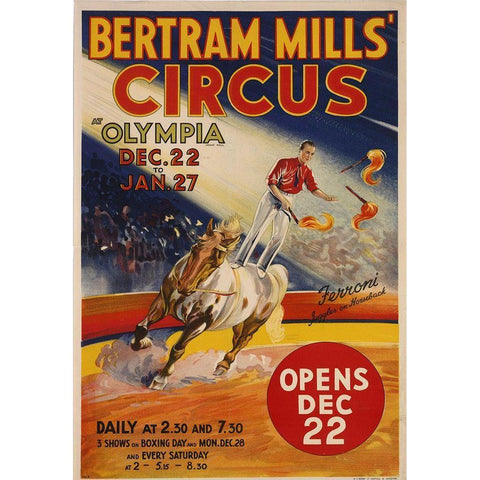 Bertram Mills Circus Black Modern Wood Framed Art Print by Vintage Apple Collection