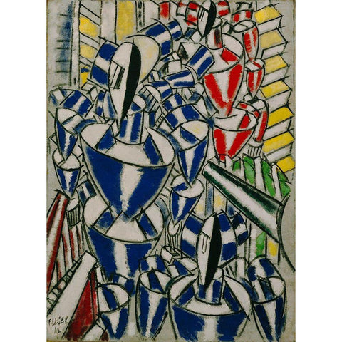 Fernand LÃ©ger - Exit the Ballets Russes Gold Ornate Wood Framed Art Print with Double Matting by Vintage Apple Collection