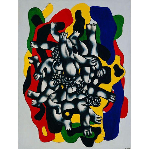 Fernand LÃ©ger - The Divers White Modern Wood Framed Art Print by Vintage Apple Collection