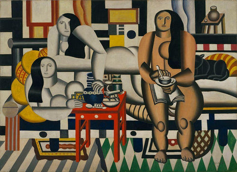 Fernand LÃ©ger - Three Women Black Ornate Wood Framed Art Print with Double Matting by Vintage Apple Collection