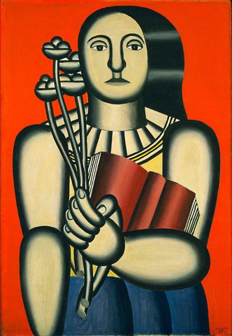 Fernand LÃ©ger - Woman with a Book Black Ornate Wood Framed Art Print with Double Matting by Vintage Apple Collection