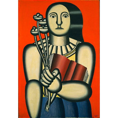 Fernand LÃ©ger - Woman with a Book Black Modern Wood Framed Art Print with Double Matting by Vintage Apple Collection