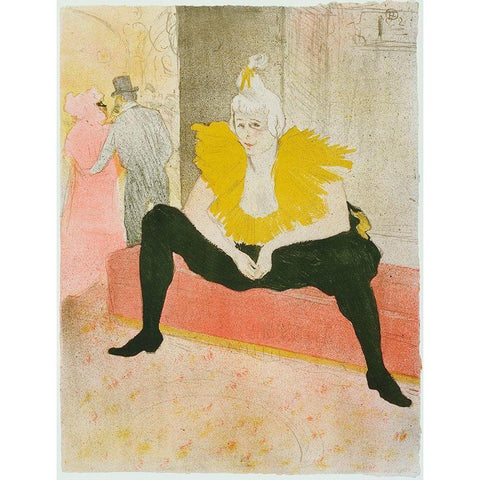 Henri De Toulouse-Lautrec - La Clownesse Assise From Elles Black Modern Wood Framed Art Print with Double Matting by Vintage Apple Collection