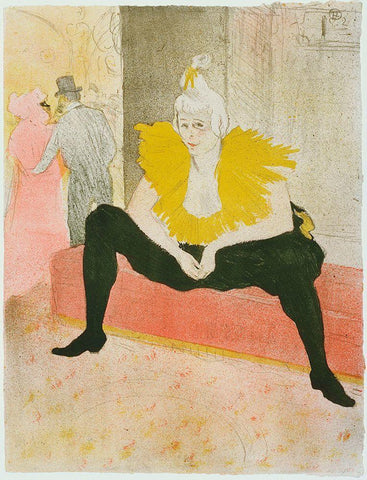 Henri De Toulouse-Lautrec - La Clownesse Assise From Elles White Modern Wood Framed Art Print with Double Matting by Vintage Apple Collection