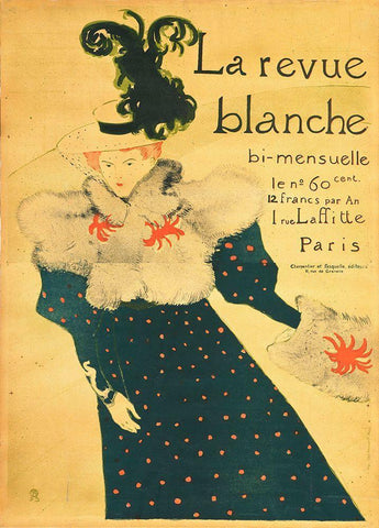 Henri De Toulouse-Lautrec - La Revue Blanche White Modern Wood Framed Art Print with Double Matting by Vintage Apple Collection