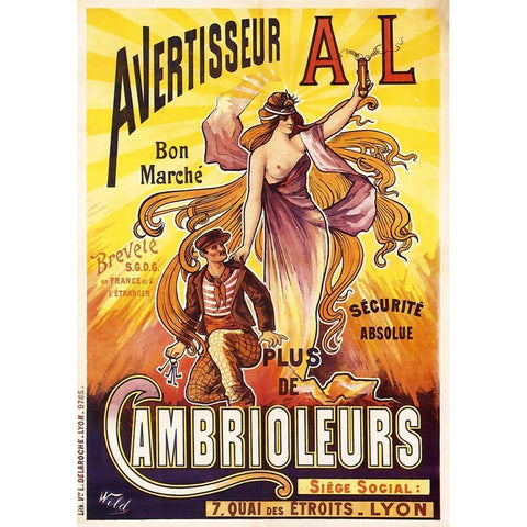 Ambrioleurs Gold Ornate Wood Framed Art Print with Double Matting by Vintage Apple Collection