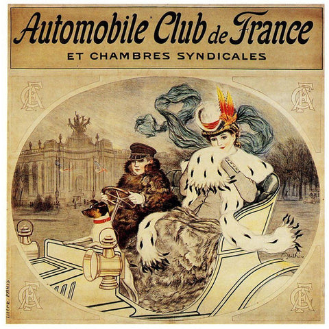 Auto Club France 1904 Gold Ornate Wood Framed Art Print with Double Matting by Vintage Apple Collection