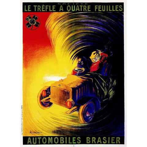 Automobiles Brasier Gold Ornate Wood Framed Art Print with Double Matting by Vintage Apple Collection