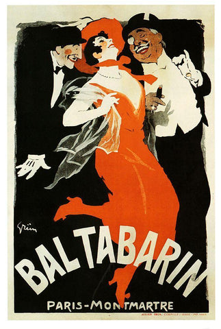 Bal Tabarin 1904 Black Ornate Wood Framed Art Print with Double Matting by Vintage Apple Collection