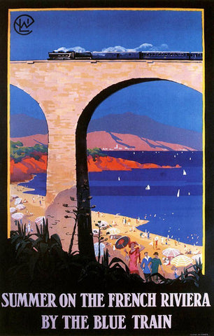 French Riviera Black Ornate Wood Framed Art Print with Double Matting by Vintage Apple Collection