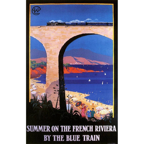 French Riviera White Modern Wood Framed Art Print by Vintage Apple Collection