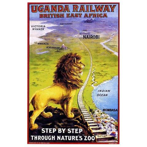 Uganda Railway White Modern Wood Framed Art Print by Vintage Apple Collection