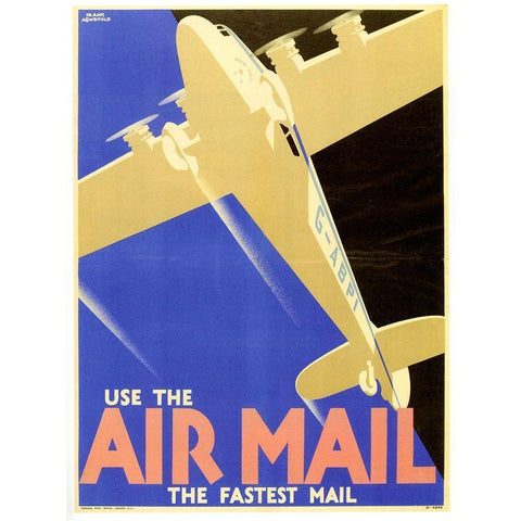 Airmail White Modern Wood Framed Art Print by Vintage Apple Collection