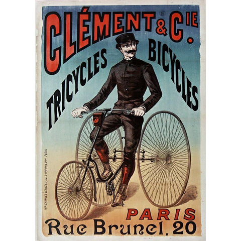 Clement Tricycles Black Modern Wood Framed Art Print by Vintage Apple Collection