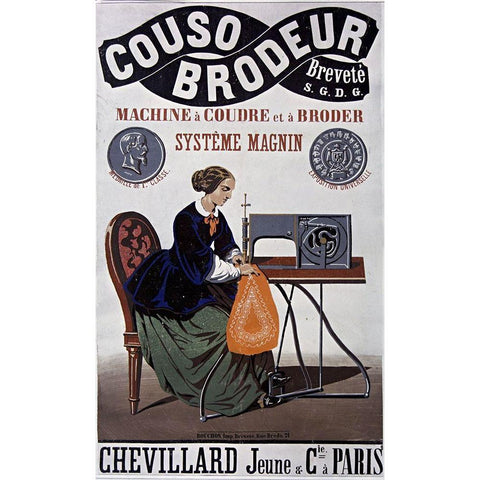 Couso Brodeur Sewing Gold Ornate Wood Framed Art Print with Double Matting by Vintage Apple Collection