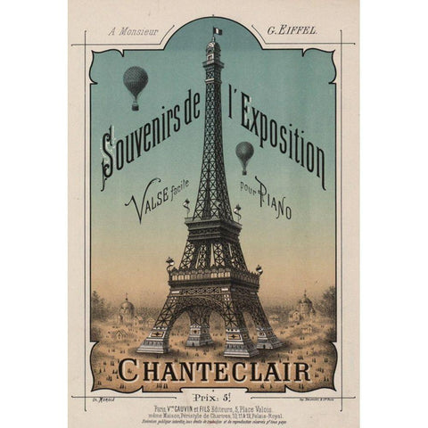 Eiffel Exposition Black Modern Wood Framed Art Print with Double Matting by Vintage Apple Collection