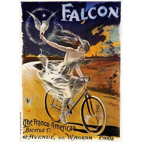 Falcon Bicycle Black Modern Wood Framed Art Print with Double Matting by Vintage Apple Collection