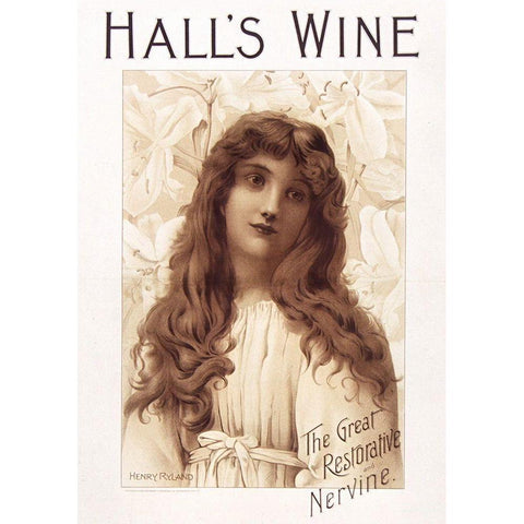 Halls Wine White Modern Wood Framed Art Print by Vintage Apple Collection