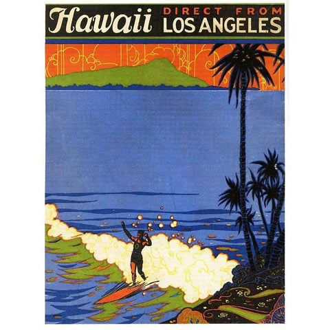 Hawaii From La Black Modern Wood Framed Art Print by Vintage Apple Collection