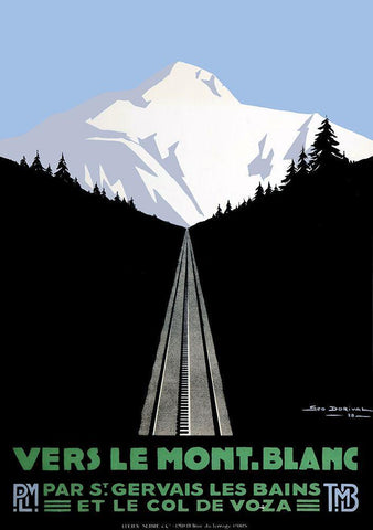 Mont Blanc Swiss Alps Black Ornate Wood Framed Art Print with Double Matting by Vintage Apple Collection