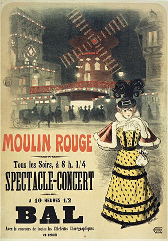 Moulin Rouge Bal Roedel White Modern Wood Framed Art Print with Double Matting by Vintage Apple Collection