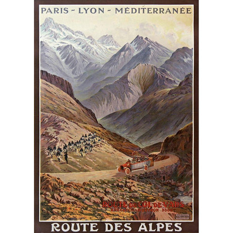 Route Des Alpes Black Modern Wood Framed Art Print with Double Matting by Vintage Apple Collection