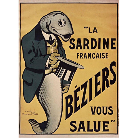 Sardines White Modern Wood Framed Art Print by Vintage Apple Collection