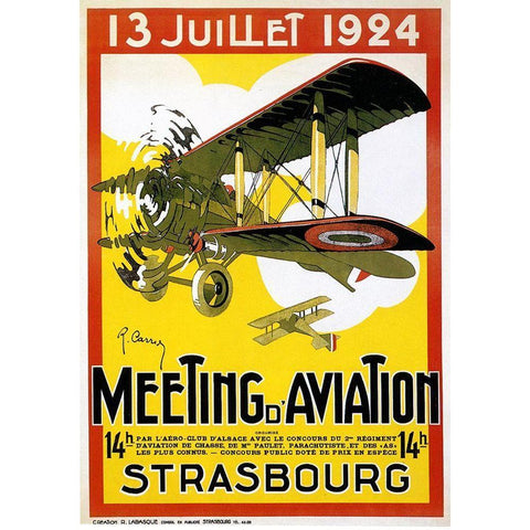 Strasbourg Aviation Gold Ornate Wood Framed Art Print with Double Matting by Vintage Apple Collection