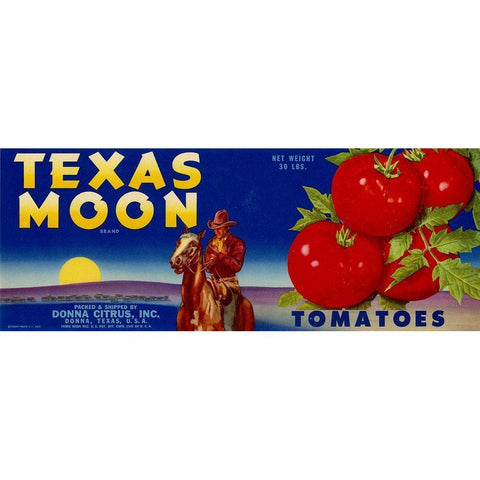 Texas Moon Tomatoes Gold Ornate Wood Framed Art Print with Double Matting by Vintage Apple Collection