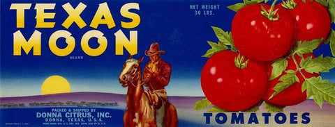 Texas Moon Tomatoes Black Ornate Wood Framed Art Print with Double Matting by Vintage Apple Collection