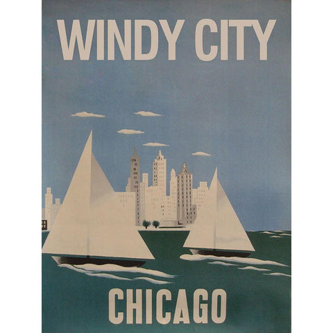 Windy City Black Modern Wood Framed Art Print with Double Matting by Vintage Apple Collection