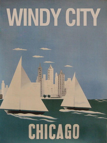 Windy City Black Ornate Wood Framed Art Print with Double Matting by Vintage Apple Collection