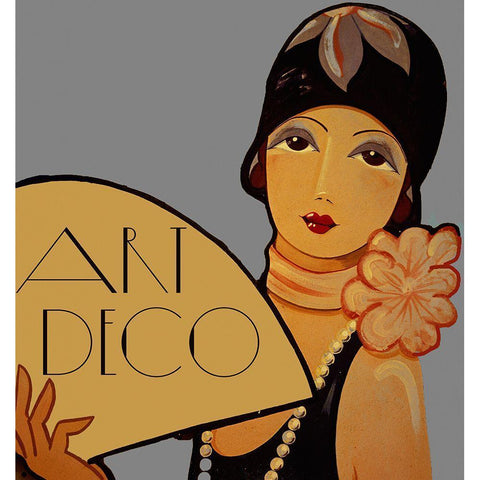 Art Deco Flapper Black Modern Wood Framed Art Print with Double Matting by Vintage Apple Collection