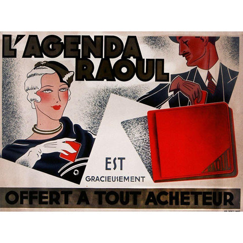 La Agenda Raoul White Modern Wood Framed Art Print by Vintage Apple Collection