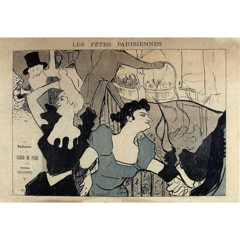 Lautrec Les Fetes Parisiennes Gold Ornate Wood Framed Art Print with Double Matting by Vintage Apple Collection