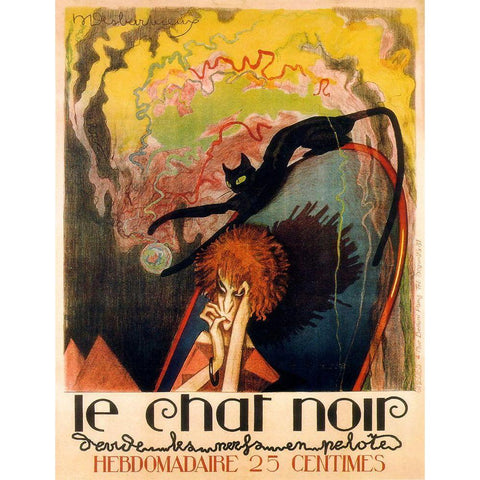 Le Chat Noir 2 White Modern Wood Framed Art Print by Vintage Apple Collection