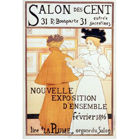 Salon Des Cent Nouvelle Exposition White Modern Wood Framed Art Print by Vintage Apple Collection