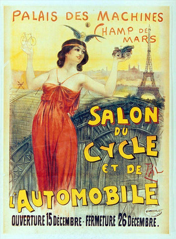 Salon Du Cycle Black Ornate Wood Framed Art Print with Double Matting by Vintage Apple Collection